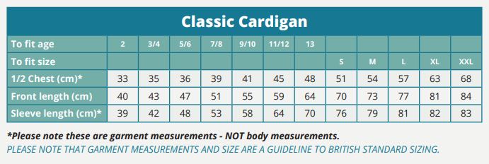 Size Guide cardi